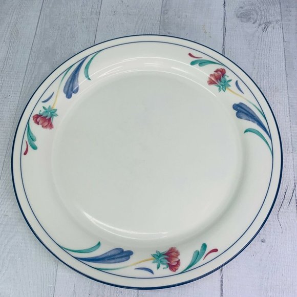 Lenox Chinastone POPPIES ON BLUE Red Flowers  Blue Leaves Dinner Plates Set of 2 - Picture 5 of 9